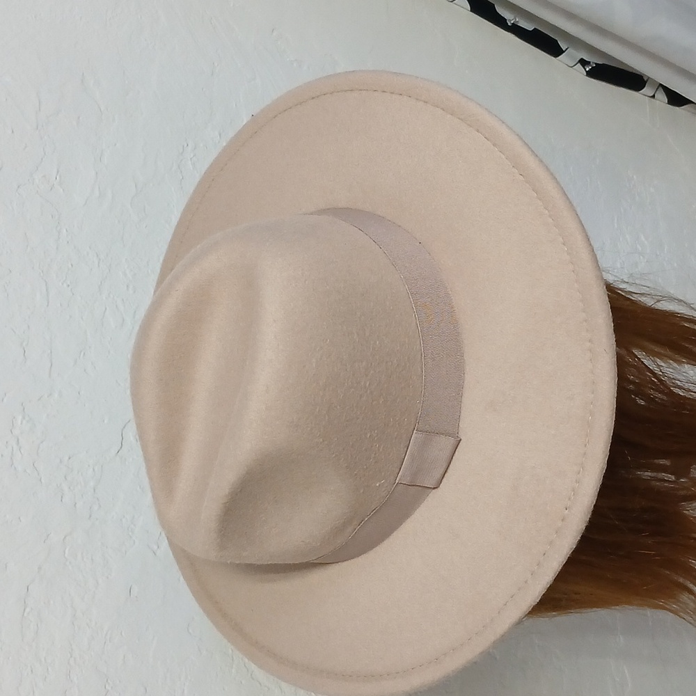 SALE NWT Mud Pie grosgrain Women's Fedora Hat Taupe - Picture 2 of 4